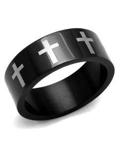 JCE2410-10 Two-Tone IP Black (Ion Plating) Stainless Steel Ring with No Stone-10